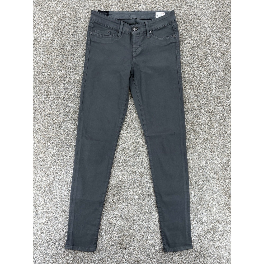 Dylan George Jeans Womens 26 Gray Monochrome‎ Coated Runway Mid-Rise Skinny USA